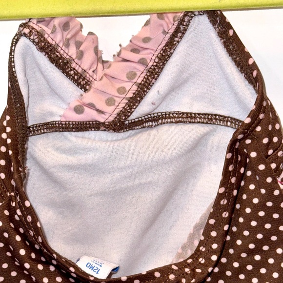 Green dog brown and pink baby bathing suit size 12 month - Picture 4 of 8